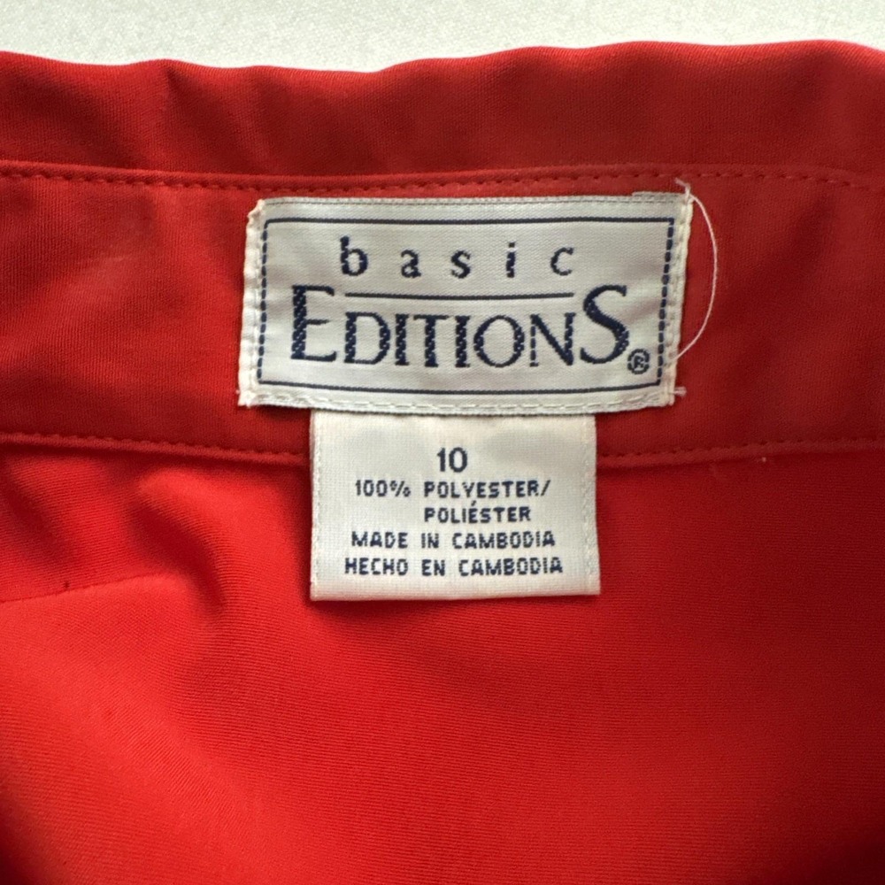 Vintage Basic Editions Red Pant Suit Co-ord Set Casual Loungewear Blouse Size 10 - Picture 5 of 8